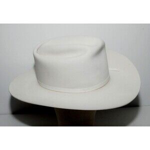 Vintage John B. Stetson Cowboy Hat 3x Beaver Long Oval White SZ 7